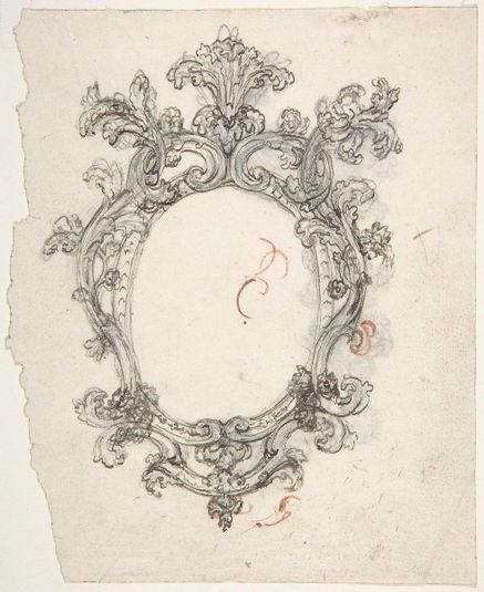 Design for a Decorative Oval Frame (Recto). Half sketch for a Decorative Oval Frame (Verso).