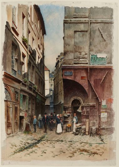 Angle des rues Taillepain et Brisemiche, vers 1889. 4ème arrondissement