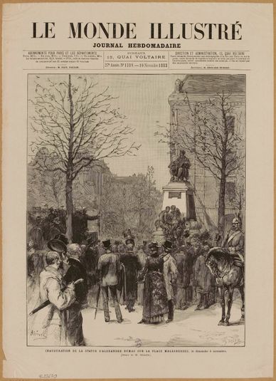 Inauguration de la statue d'Alexandre Dumas sur la place Malesherbes, le dimanche 4 novembre