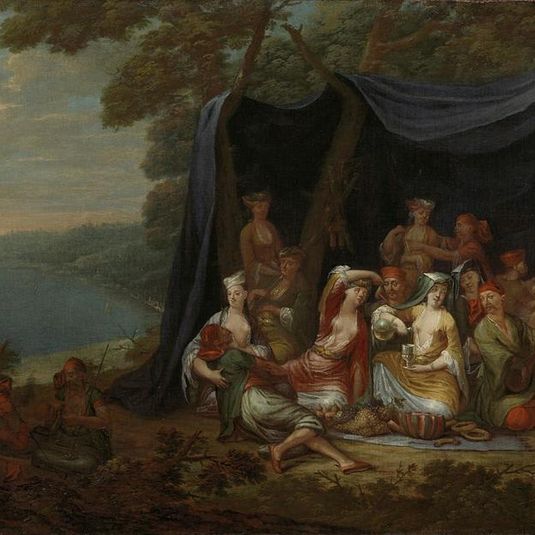Fête champêtre with Turkish Courtiers under a Tent