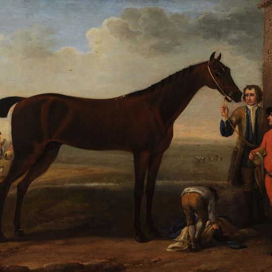 A Bay Racehorse and Attendants