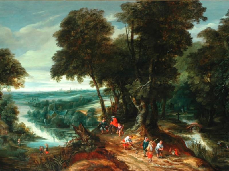 Landscape: River Bank with Figures