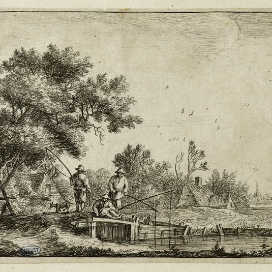 Les trois Pêcheurs à la ligne sur le petit pont (Hollstein 13)