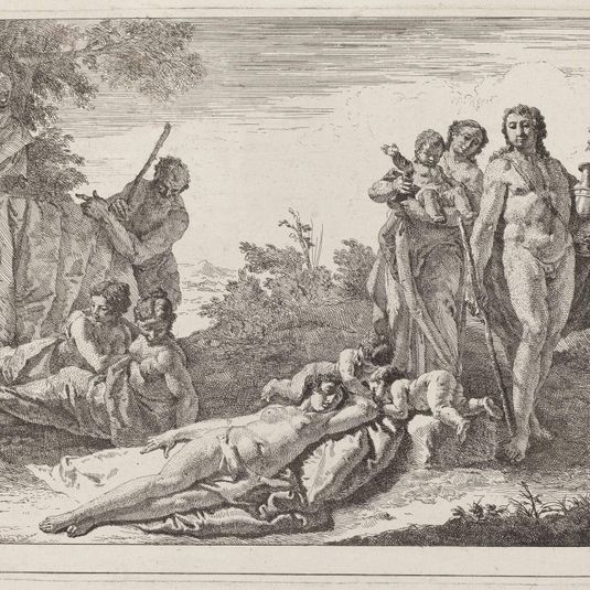 Apollo and Nymphs in a Landscape with a Bust of Pan