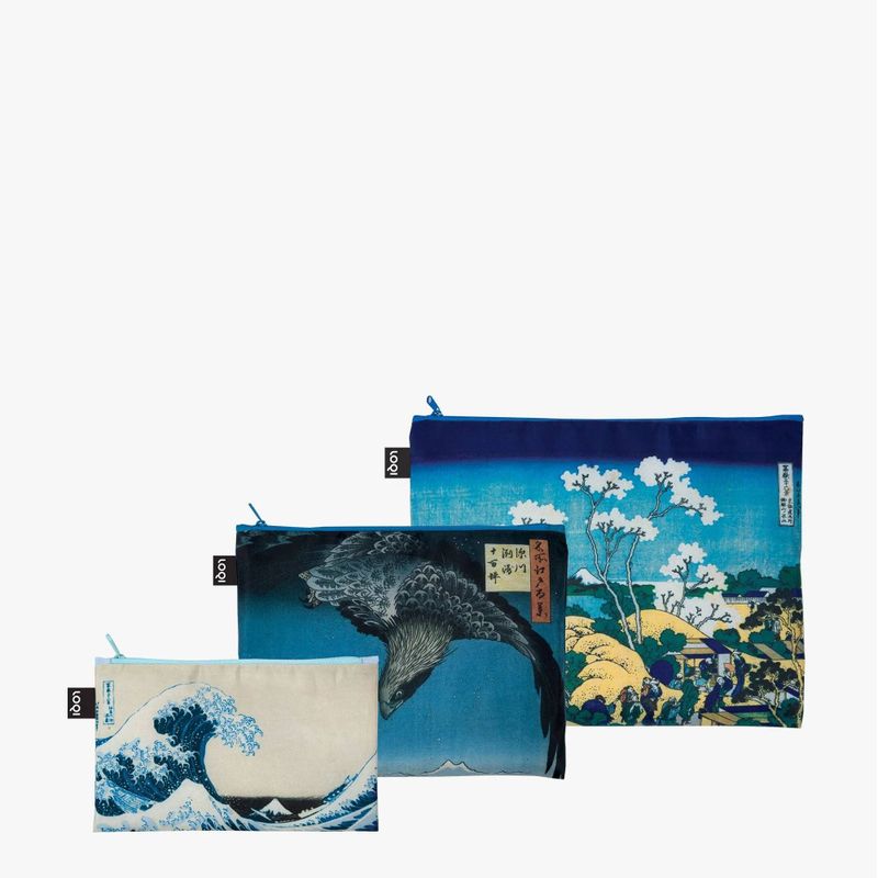 Hokusai and Hiroshige Recycled Zip Pockets LOQI