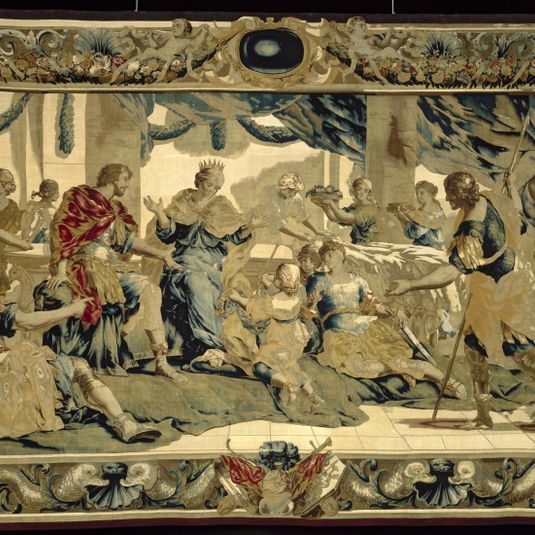 Cupid disguised as Aeneas's son, presents gifts to Dido