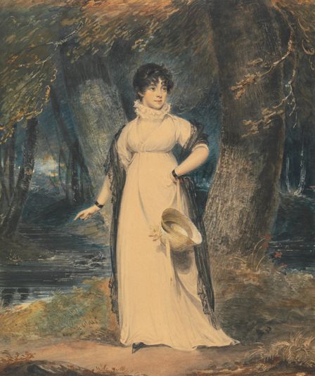A Landscape with a Portrait of a Lady, Full Length, Holding a Hat