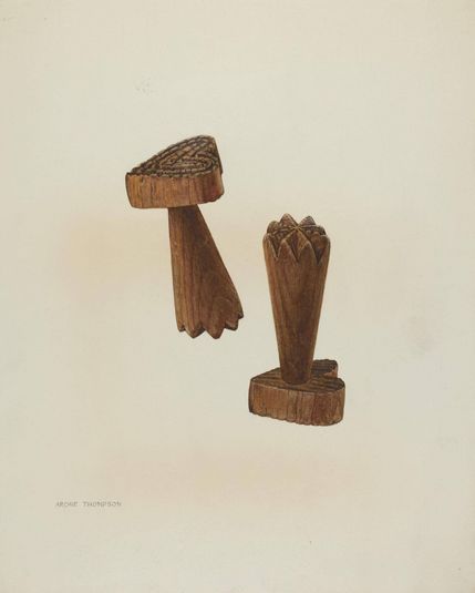 Pa. German Treen Double Butter Stamp