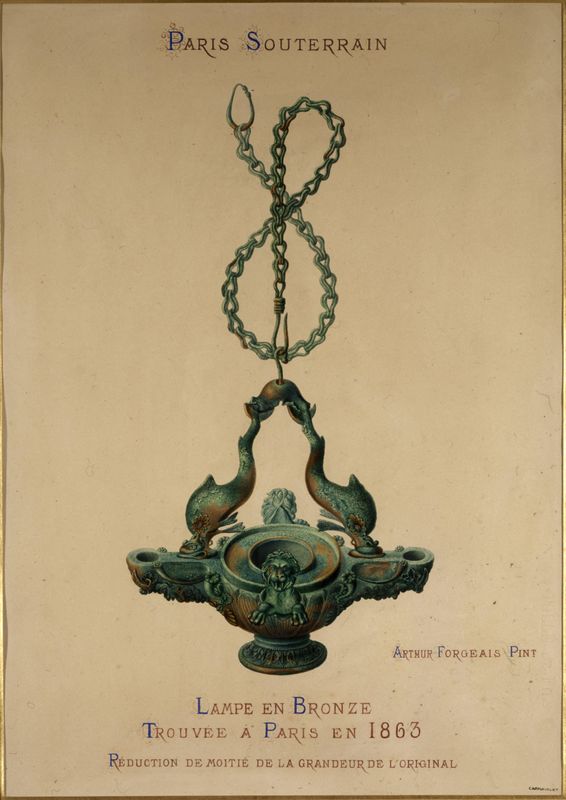Lampe en bronze trouvée à Paris en 1863
