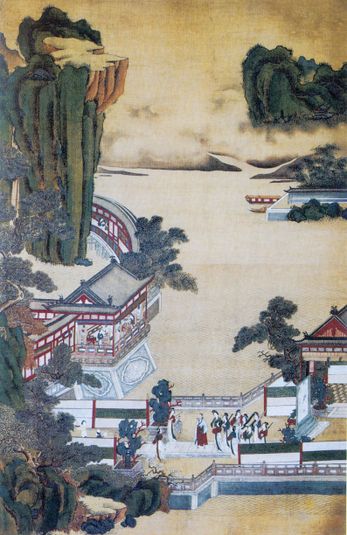 Landscape with an orchestra of women playing in the palace garden