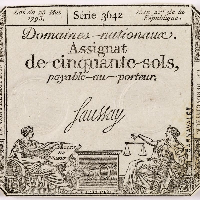 Assignat de 50 sols, série 3642me, 23 mai 1793