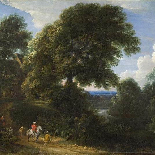 Forest Landscape with a Rider in Red