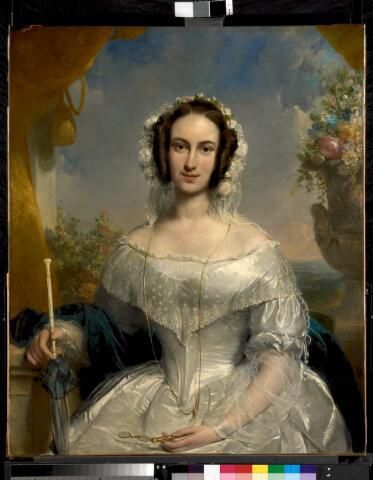 Bruidsportret van Agatha Petronella Hartsen (1814-1878), echtgenote van Jan van der Hoop (1811-1897)