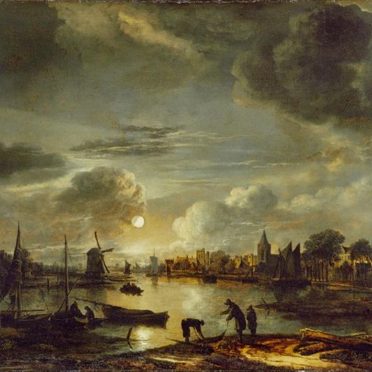Canal Scene by Moonlight