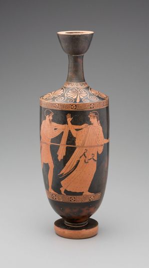 Oil Jar depicting Zeus Pursuing a Woman, possibly Aegina
Lekythos (alternate title)
Attic Lekythos with Scene of a Man Pursuing a Woman (alternate title)