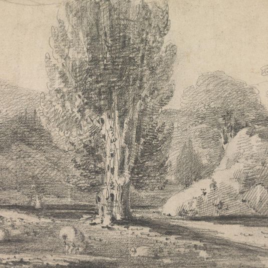 Landscape Study with Tall Tree and Sheep