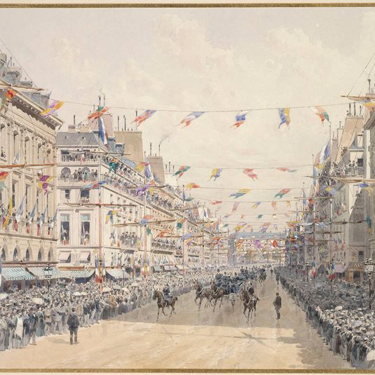 Défilé rue de la Paix, fêtes Franco-Russes à Paris le 20 octobre 1893.