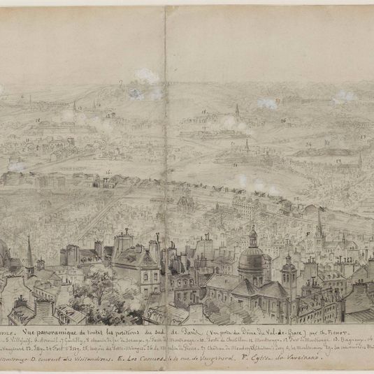 La guerre civile. Vue panoramique de toutes les positions du sud de Paris (vue prise du dôme du Val-de-Grâce).