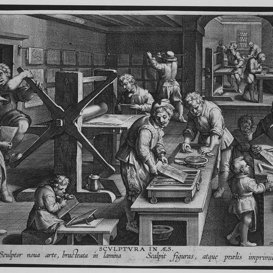 The Workshop of an Engraver [Sculptura in Aes], plate 19 from Nova Reperta