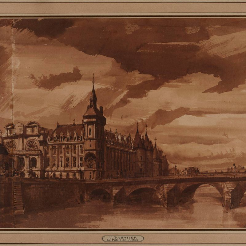Le Palais de Justice et le pont au Change, en 1856