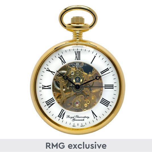 Royal Observatory Greenwich Gold Skeleton Pocket Watch Royal Museums Greenwich