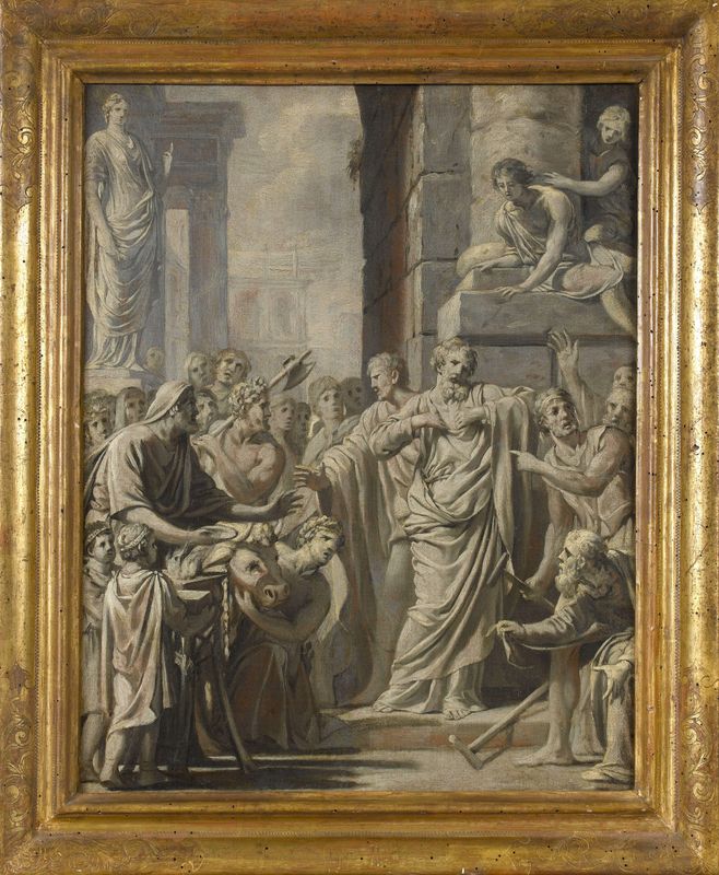 Saint Paul et saint Barnabé refusant les honneurs divins à Lystre. Esquisse pour le "may" de Notre-Dame de 1644.