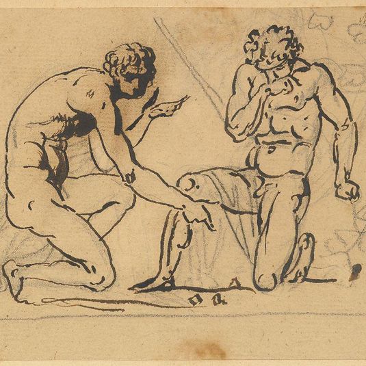 Two Nude Men Playing with Dice