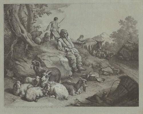 Seated Shepherd before a Flock of Goats