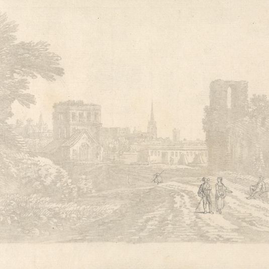 View with Figures in a Classical Landscape with Ruins