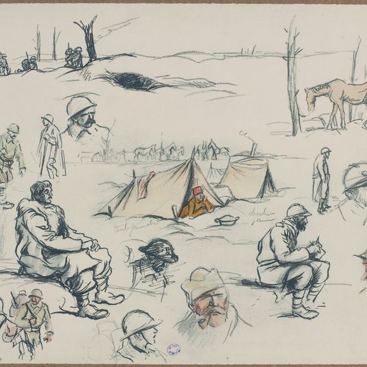 Quelques Croquis de Guerre : Campement et croquis de soldats