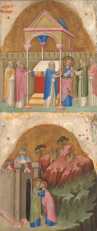 Saint Joachim's Offering rejected and (below) The Meeting at the Golden Gate