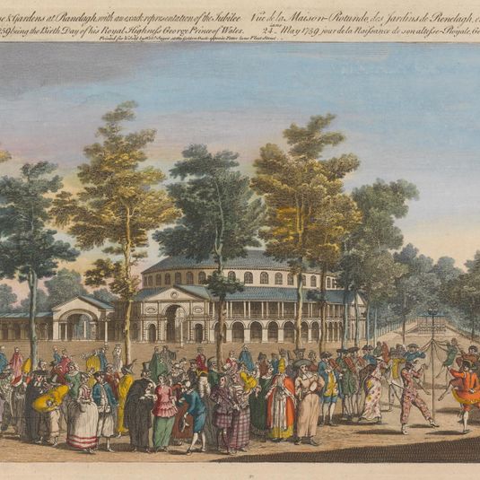 An View of the Rotunda, House and Gardens at Ranelagh with an exact representation of the Jubilee Ball as it appeared, May 24th, 1759