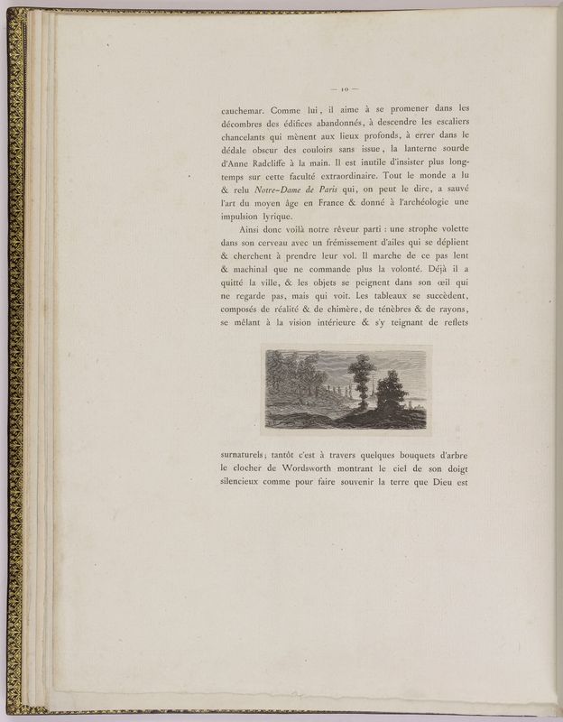 Album Chenay folio 9 verso, quatrième page de texte et une gravure d'un dessin de Victor Hugo