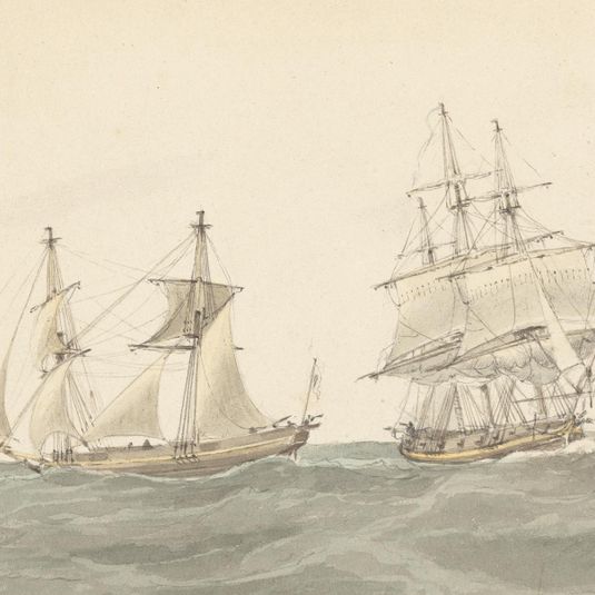 Barquentine and Frigate in Heavy Seas