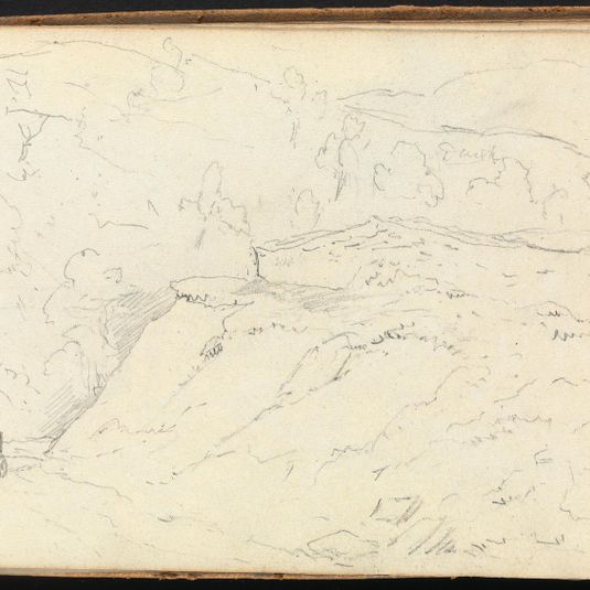 Album of Landscape and Figure Studies: Sketch of Rural Landscape with Horse-Drawn Carriage