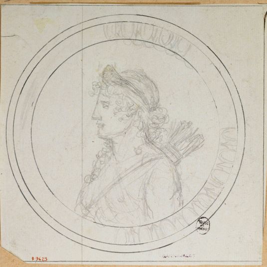 Femme portant diadème, profil à gauche en médaillon