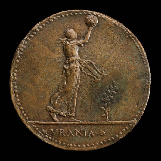Urania Walking to Right, Holding a Globe and Lyre [reverse]