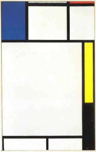 Composition with blue, red, yellow, and black