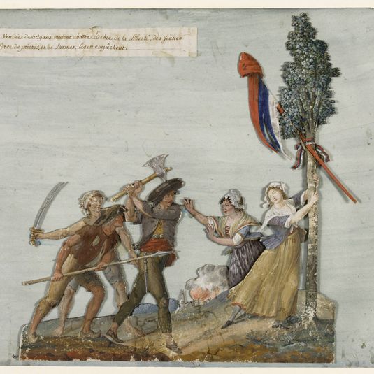 Royalistes s'apprêtant à abattre un arbre de la Liberté, en Vendée.
