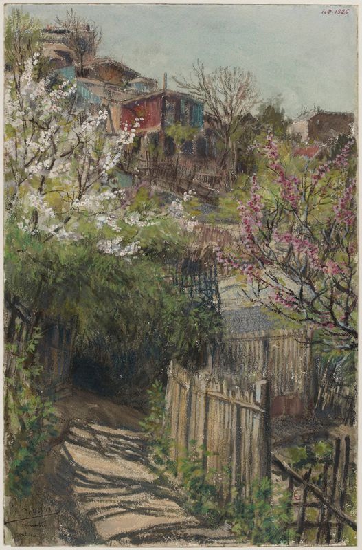 Jardins à Montmartre, en avril 1900. 18ème arrondissement