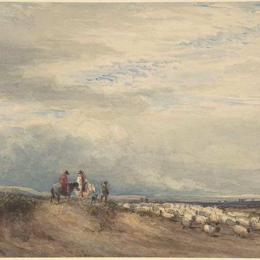 Riders with Sheep near an Estuary