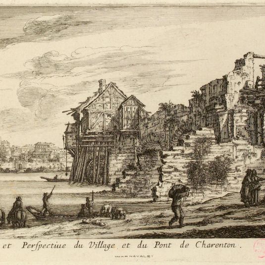 Veües et perspective du village et du pont de Charenton.