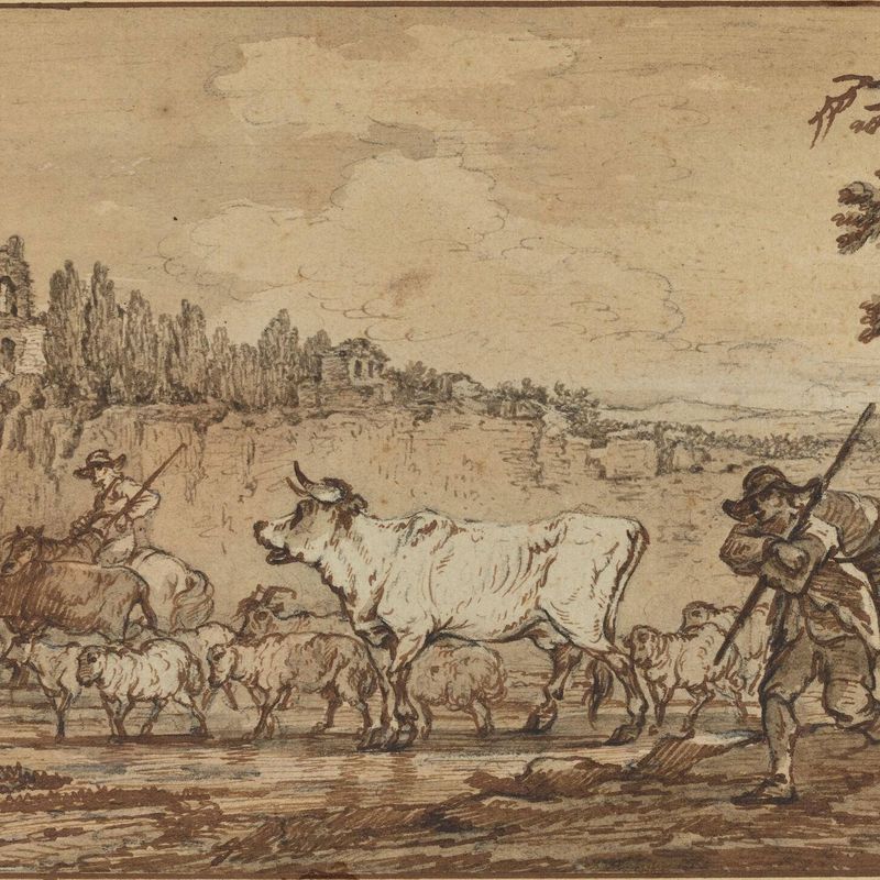 Herdsman Crossing a River