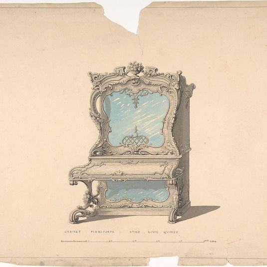 Design for Cabinet Pianoforte, Louis Quinze Style