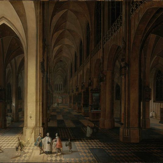Interior of Antwerp Cathedral at Night