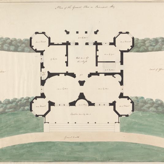 Five Designs for a House in the Gothic Style: Plan of the Ground Floor or Principal Story