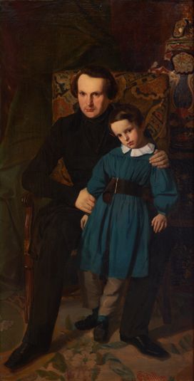 Portrait de Victor Hugo avec son fils François-Victor Hugo