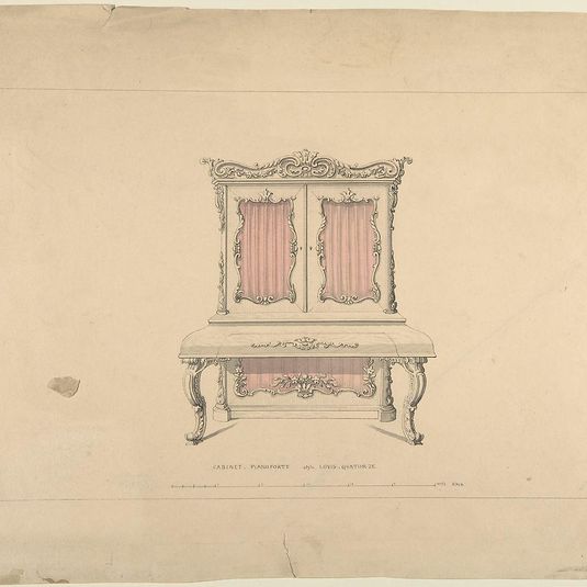 Design for Cabinet Pianoforte, Louis Quatorze Style