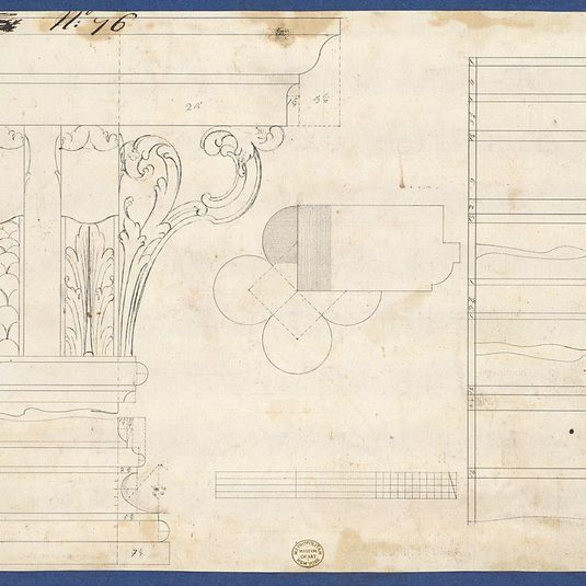 Moldings and Plan for Column on Door of Library Bookcase, from Chippendale Drawings, Vol. II