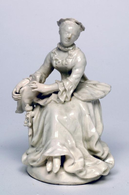 Figure of a lady with a parrot, c.1755
